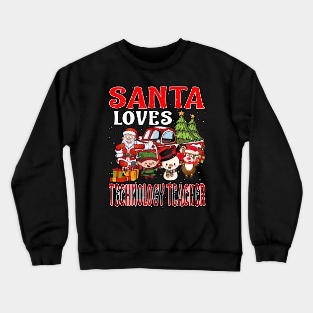 Santa Loves Technology Teacher Crewneck Sweatshirt by intelus